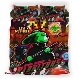 Rabbitohs Rugby Custom Camouflage Anzac Poppy Bedding Set - Souths Anzac Lest We Forget Spirit RLT13