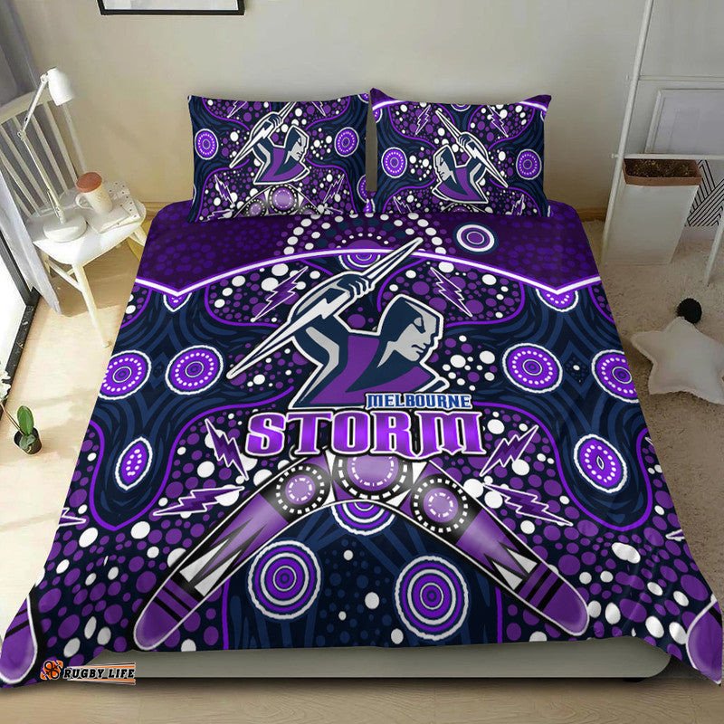 Storm Rugby Bedding Set Melbourne Boomerang Indigenous Dots