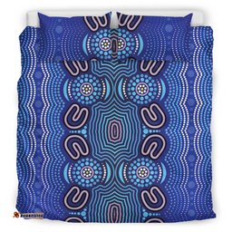 Australia Aboriginal Inspired Bedding Set - Aboriginal Connection Concept Artwork Purple Color