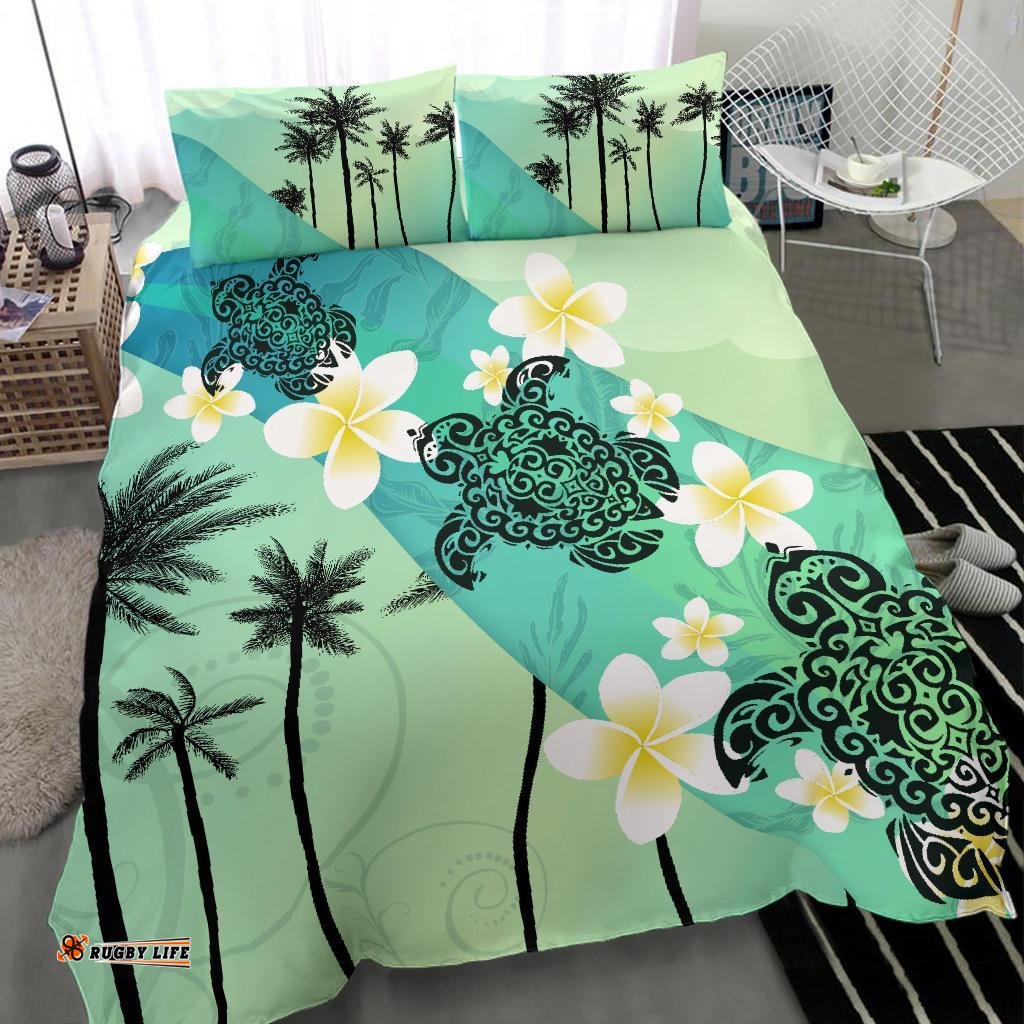 Turtle Plumeria Bedding Set