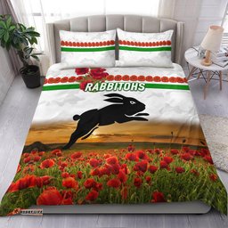 South Sydney Rabbitohs ANZAC 2022 Bedding Set Poppy Flowers Vibes White