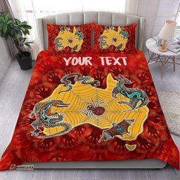 Custom Aboriginal Bedding Set - Australia Map Hand Patterns Spider Web