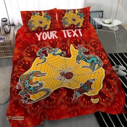 Custom Aboriginal Bedding Set - Australia Map Hand Patterns Spider Web