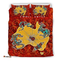 Custom Aboriginal Bedding Set - Australia Map Hand Patterns Spider Web