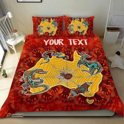 Custom Aboriginal Bedding Set - Australia Map Hand Patterns Spider Web