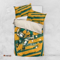 Custom Australia Rugby Bedding Set Wallabies Mascots Indigenous Aboriginal Version