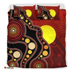 Aboriginal Bedding Set, Australia Aboriginal Lives Matter Flag Circle Dot Painting Art Bedding Set
