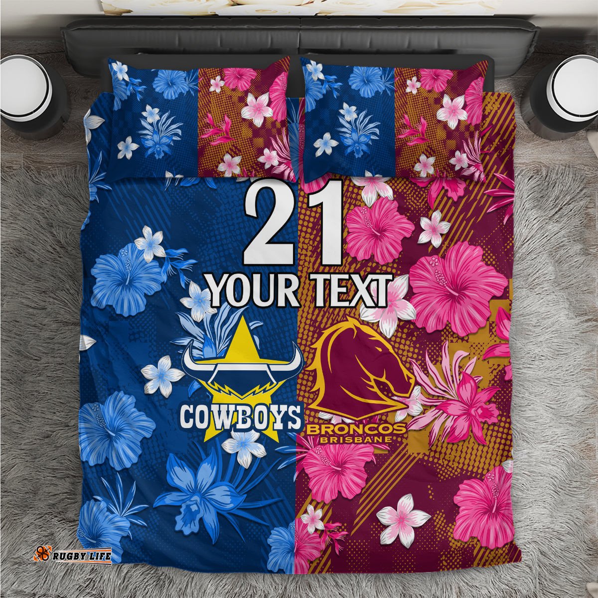 Custom NRL Cowboys and Broncos Bedding Set Sporty Style