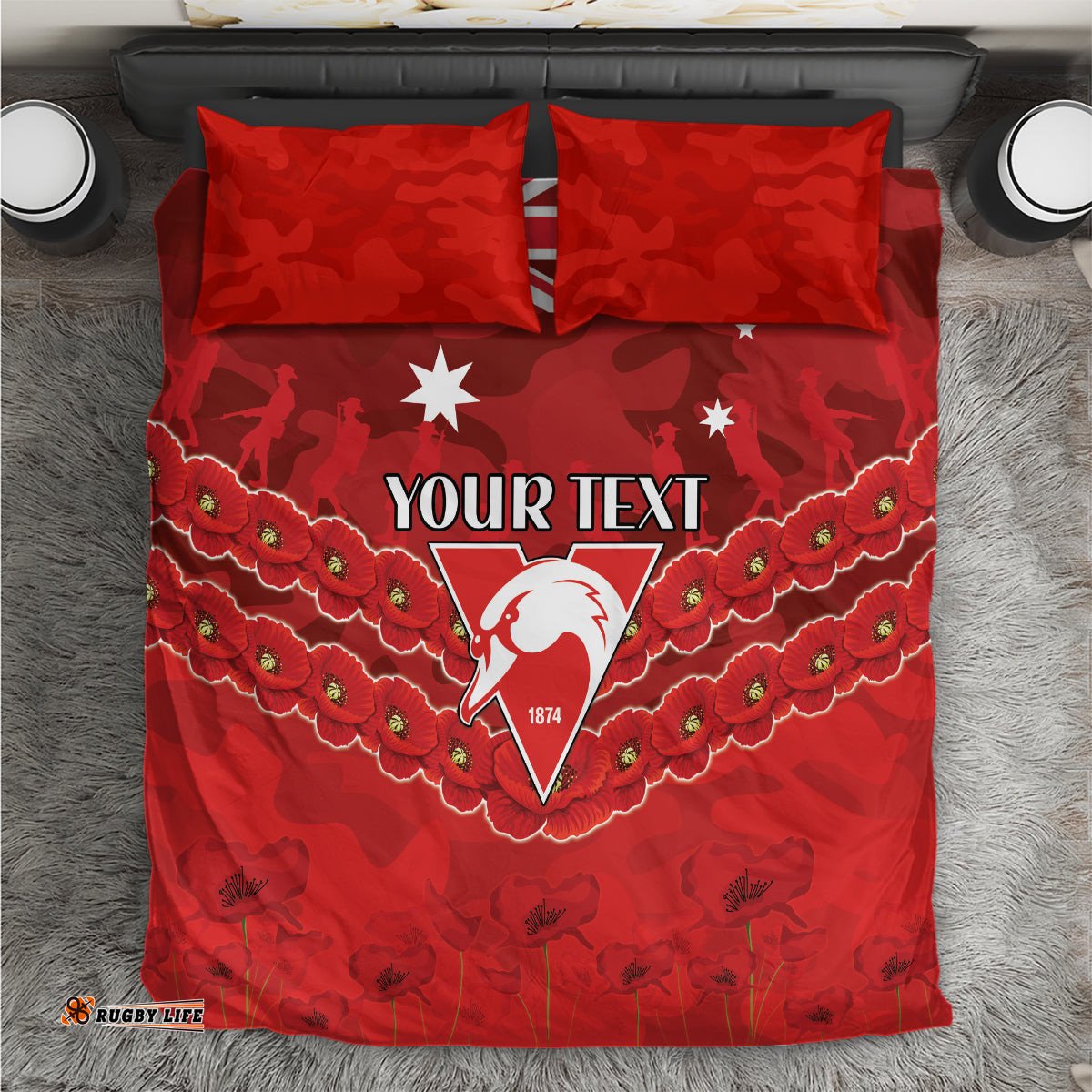 Custom Swans Football Bedding Set ANZAC Lest We Forget