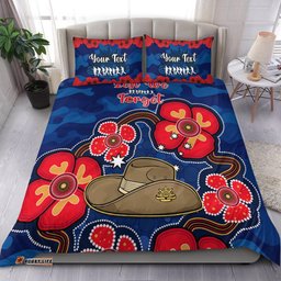 Custom Personalised Australia ANZAC Bedding Set Lest We Forget Camouflage Mix Aboriginal Poppies And Slouch Hat