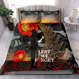 New Zealand ANZAC Day Bedding Set Lest We Forget Silver Fern With Camouflage
