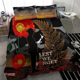 New Zealand ANZAC Day Bedding Set Lest We Forget Silver Fern With Camouflage