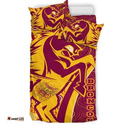 Broncos Rugby Bedding Set - Custom Brisbane Broncos Pride With Tattoo And Aboriginal Art Personalised Name And Number Bedding Set