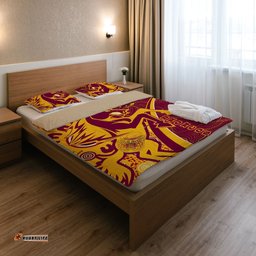 Broncos Rugby Bedding Set - Custom Brisbane Broncos Pride With Tattoo And Aboriginal Art Personalised Name And Number Bedding Set