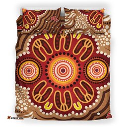 Australia Aboriginal Inspired Bedding Set - Aboriginal Connection Concept Artwork 09