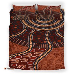Australia Indigenous Bedding Set - Aboriginal Inspired Midnight Dreamtime
