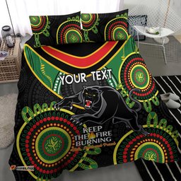 Custom NRL Panthers NAIDOC Week Bedding Set Keep The Fire Burning Indigenous Art