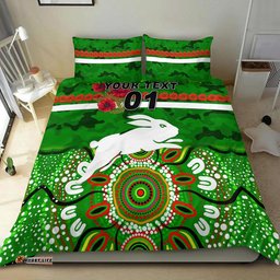 Custom Personalised South Sydney Rabbitohs ANZAC 2022 Bedding Set Indigenous Vibes Green