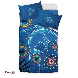 Naidoc Sharks Bedding Set Cronulla Aboriginal Style