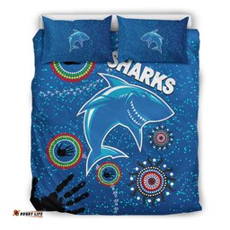 Naidoc Sharks Bedding Set Cronulla Aboriginal Style