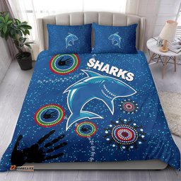 Naidoc Sharks Bedding Set Cronulla Aboriginal Style