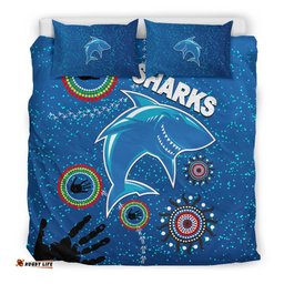 Naidoc Sharks Bedding Set Cronulla Aboriginal Style