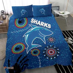 Naidoc Sharks Bedding Set Cronulla Aboriginal Style