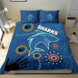 Naidoc Sharks Bedding Set Cronulla Aboriginal Style