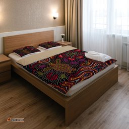 Australia Indigenous Bedding Set - Aboriginal inspired art turtles dreaming story background