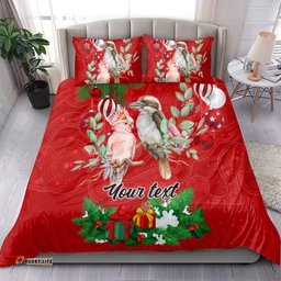 Personalised Kookaburra Lover Bedding Set Australia Merry Christmas Aboriginal Red Style