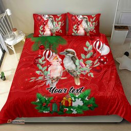 Personalised Kookaburra Lover Bedding Set Australia Merry Christmas Aboriginal Red Style