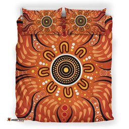 Australia Aboriginal Inspired Bedding Set - Aboriginal Connection Concept Artwork Green Color
