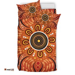 Australia Aboriginal Inspired Bedding Set - Aboriginal Connection Concept Artwork Green Color