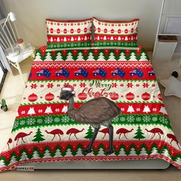 Australia Christmas Bedding Set Aussie Emu Santa Merry Xmas