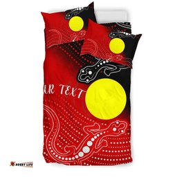 Custom Aboriginal Bedding Set - Two Indigenous Lizard