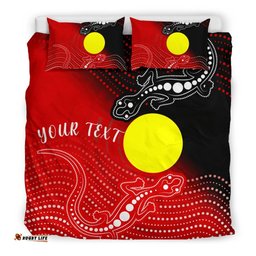 Custom Aboriginal Bedding Set - Two Indigenous Lizard