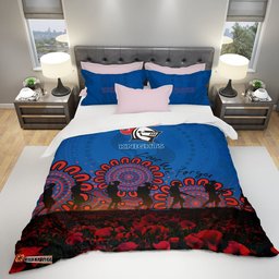 Newcastle Knights Bedding Set Aboriginal Rugby Anzac Day Poppy With Soldiers- NRL