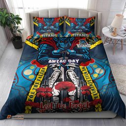Titans Aboriginal Rugby Anzac Day Custom Watercolour Bedding Set - Remembrance Indigenous Titans With Poppy Flower