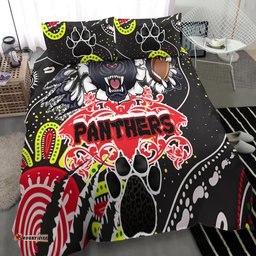Panthers Rugby Aboriginal Bedding Set - Indigenous Super Black Panthers Scratch Style RLT13