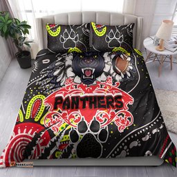 Panthers Rugby Aboriginal Bedding Set - Indigenous Super Black Panthers Scratch Style RLT13