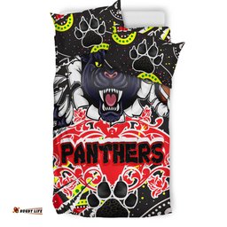 Panthers Rugby Aboriginal Bedding Set - Indigenous Super Black Panthers Scratch Style RLT13