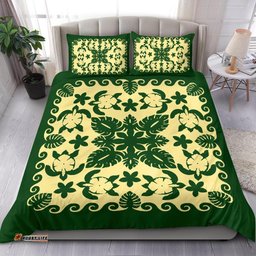 Turtle with Hibiscus Royal Bedding Set Green