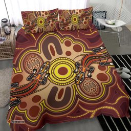 Aboriginal Bedding Set, Indigenous Lizard Dot Painting Art