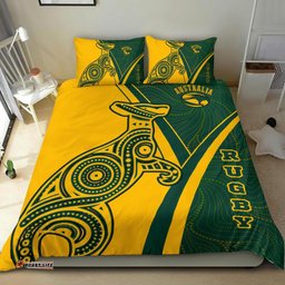 Rugby Bedding Set - Australian Rugby Kangaroo & Aboriginal Patterns