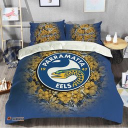 Parramatta Eels Bedding Set Polynesian Hibiscus Tropical Vintage - NRL
