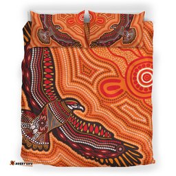 Australia Aboriginal Inspired Bedding Set - Bird Aboriginal Styled Dot Painting Artwork Bedding Set