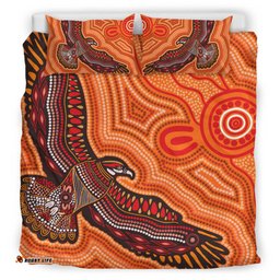 Australia Aboriginal Inspired Bedding Set - Bird Aboriginal Styled Dot Painting Artwork Bedding Set