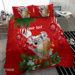 Personalised Koala Lover Bedding Set Australia Koalaty Merry Christmas Aboriginal