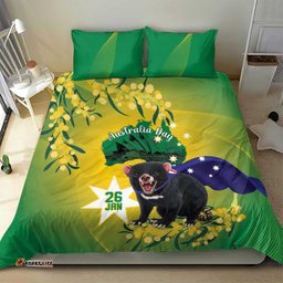 Tasimania Devil Australia Day Bedding Set Aussie Aussie Aussie Oi! Oi! Oi! Green