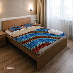 Australia Indigenous Bedding Set - Aboriginal Inspired River and land concept dot art painting